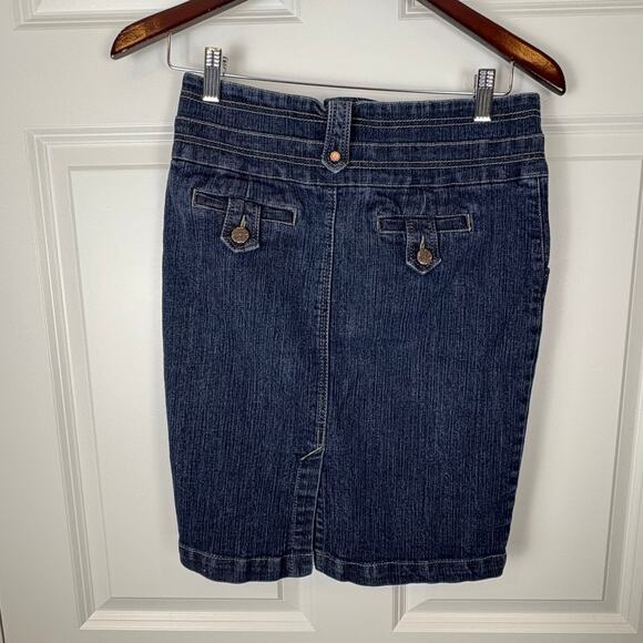 Yuva Dark Wash Mid Length Denim Skirt Vintage Y2K Streetwear Women's Size Medium - Picture 4 of 9